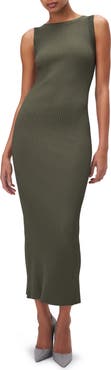 Good American Shine Scoop Back Ribbed Tank Dress