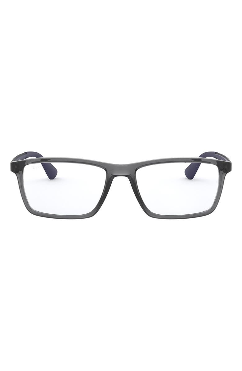 Ray-Ban 53mm Rectangular Optical Glasses, Main, color, Matte Black