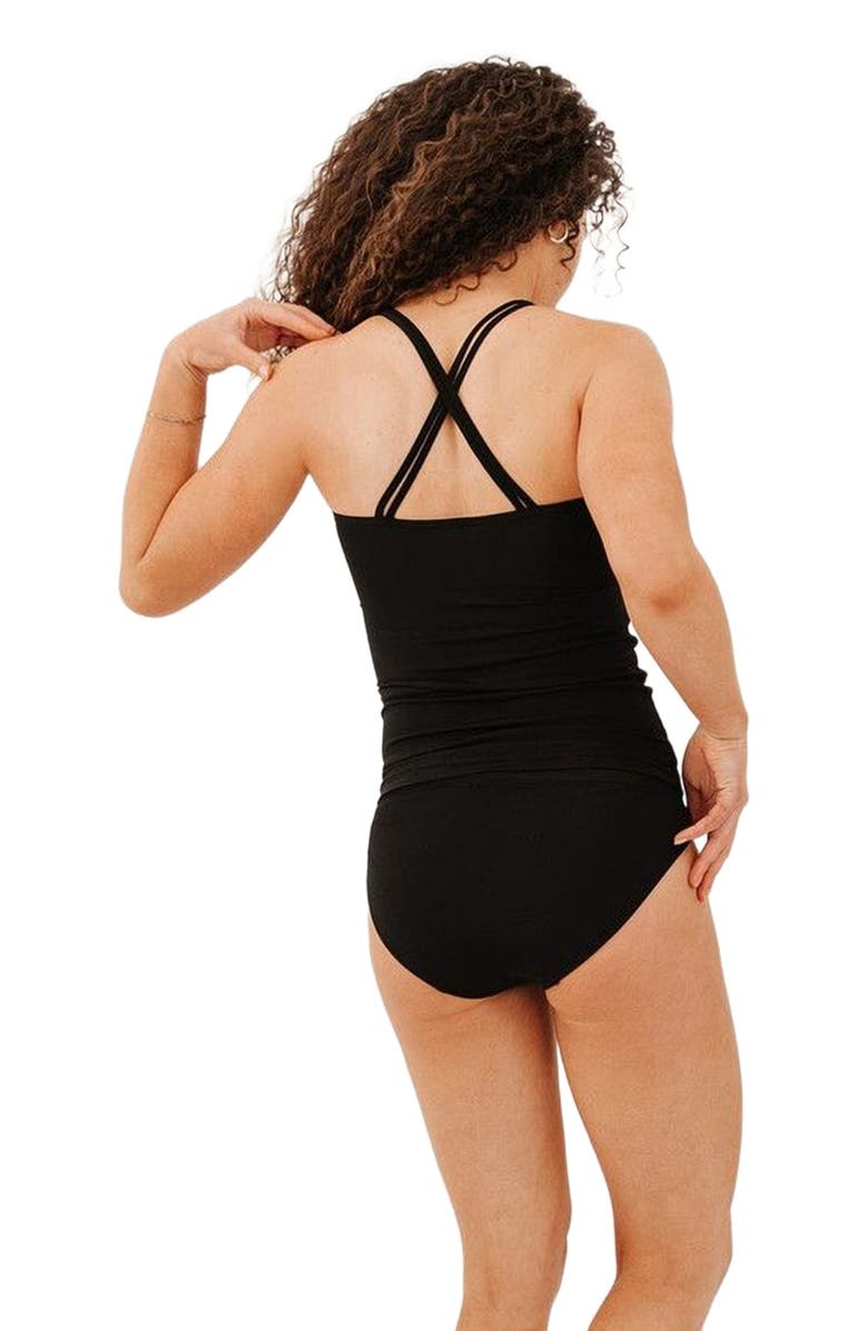 Lime Ricki Swimwear Double-Cinch Tankini Top, Alternate, color, Black