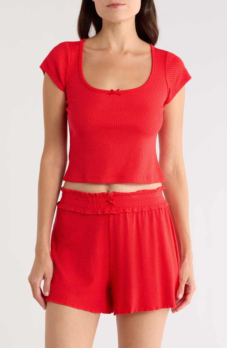 KILO BRAVA Print Short Sleeve Pajama Top, Main, color, Scarlett Dot