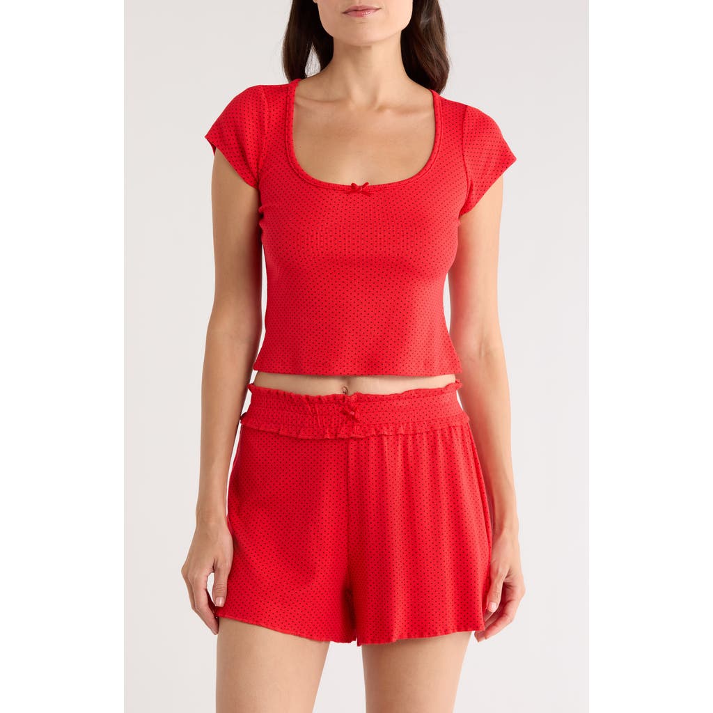 Kilo Brava Print Short Sleeve Pajama Top In Red