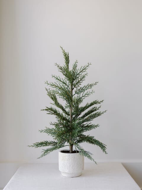 24" Artificial Evergreen Cedar Tree Set