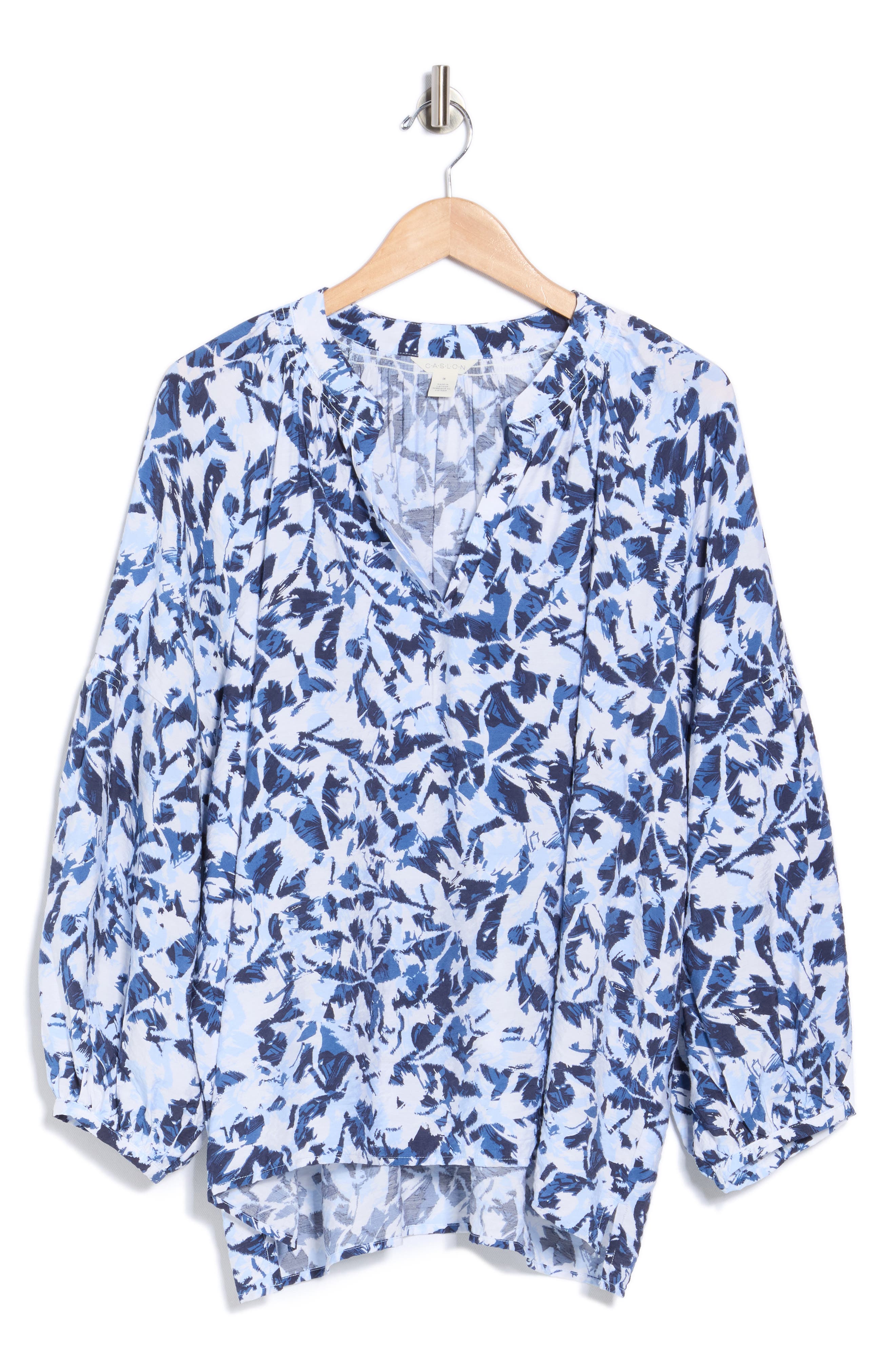 Caslon® Floral Long Sleeve Popover Top