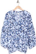 Caslon® Floral Long Sleeve Popover Top