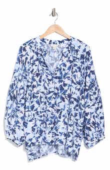 Caslon® Floral Long Sleeve Popover Top