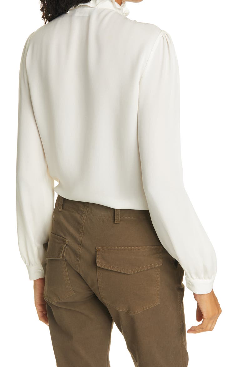 Miera Ruffle Silk Blouse, Alternate, color, IVORY