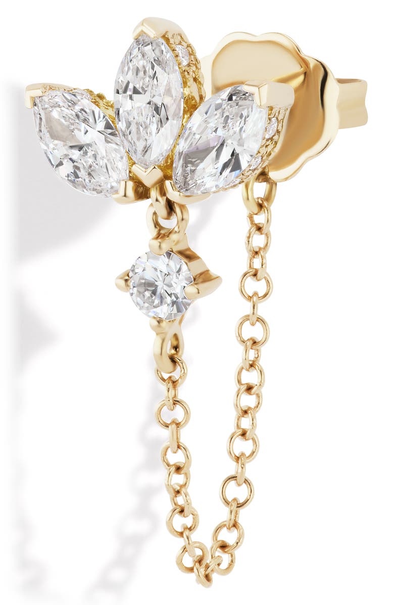 MARIA TASH Lotus Chain Wrap Stud Earring, Main, color, Yellow Gold/ Diamond