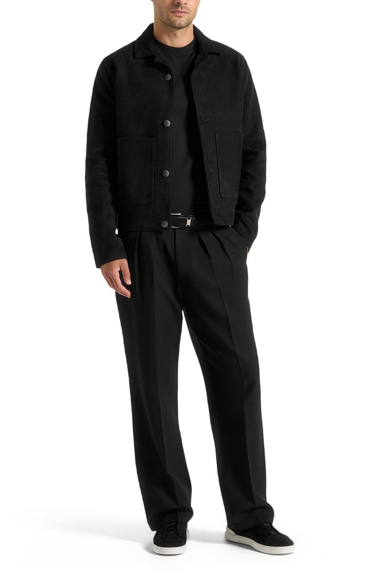 Manière De Voir Michel Suede Jacket With Revere Collar, Alternate, color, Black