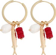 Panacea Fish Charm Hoop Earrings