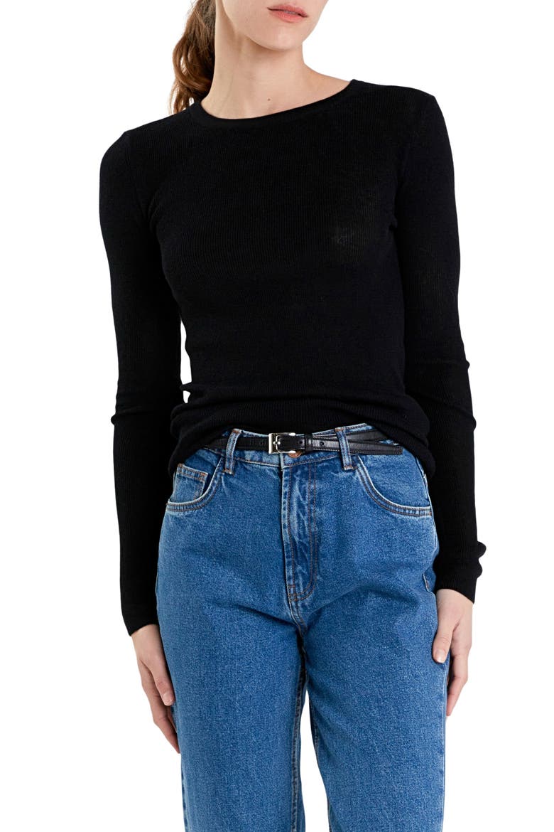 Crewneck Sweater, Main, color, BLACK
