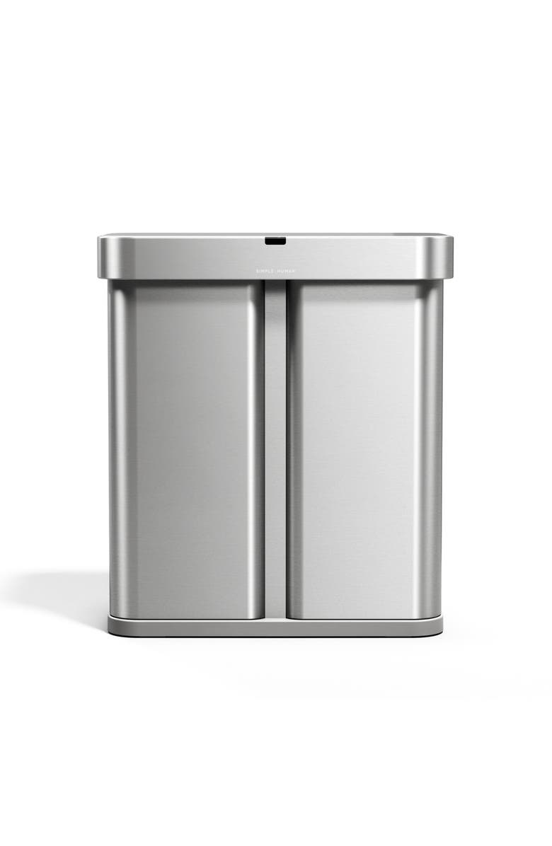 simplehuman 58L sensor recycler with voice and motion control, Alternate, color, Brushed