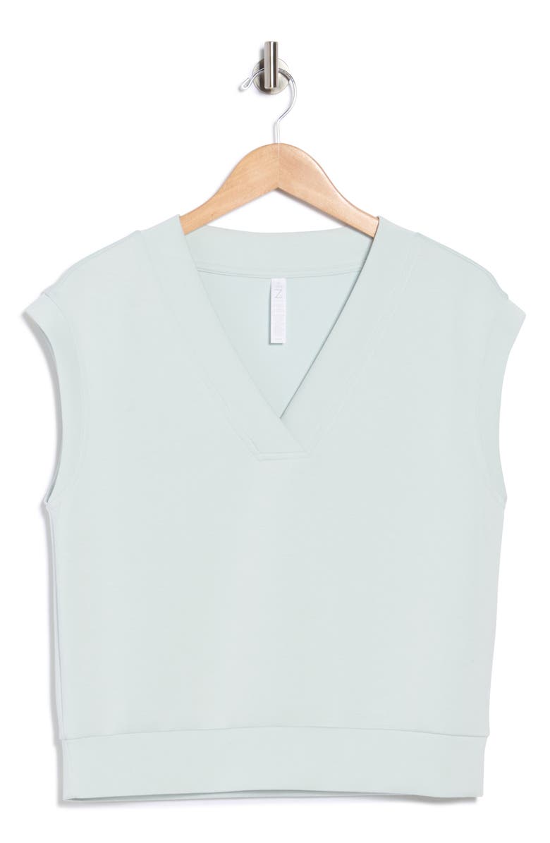 Z by Zella Whisper V-Neck Short Sleeve Knit Top, Alternate, color, Blue Flow