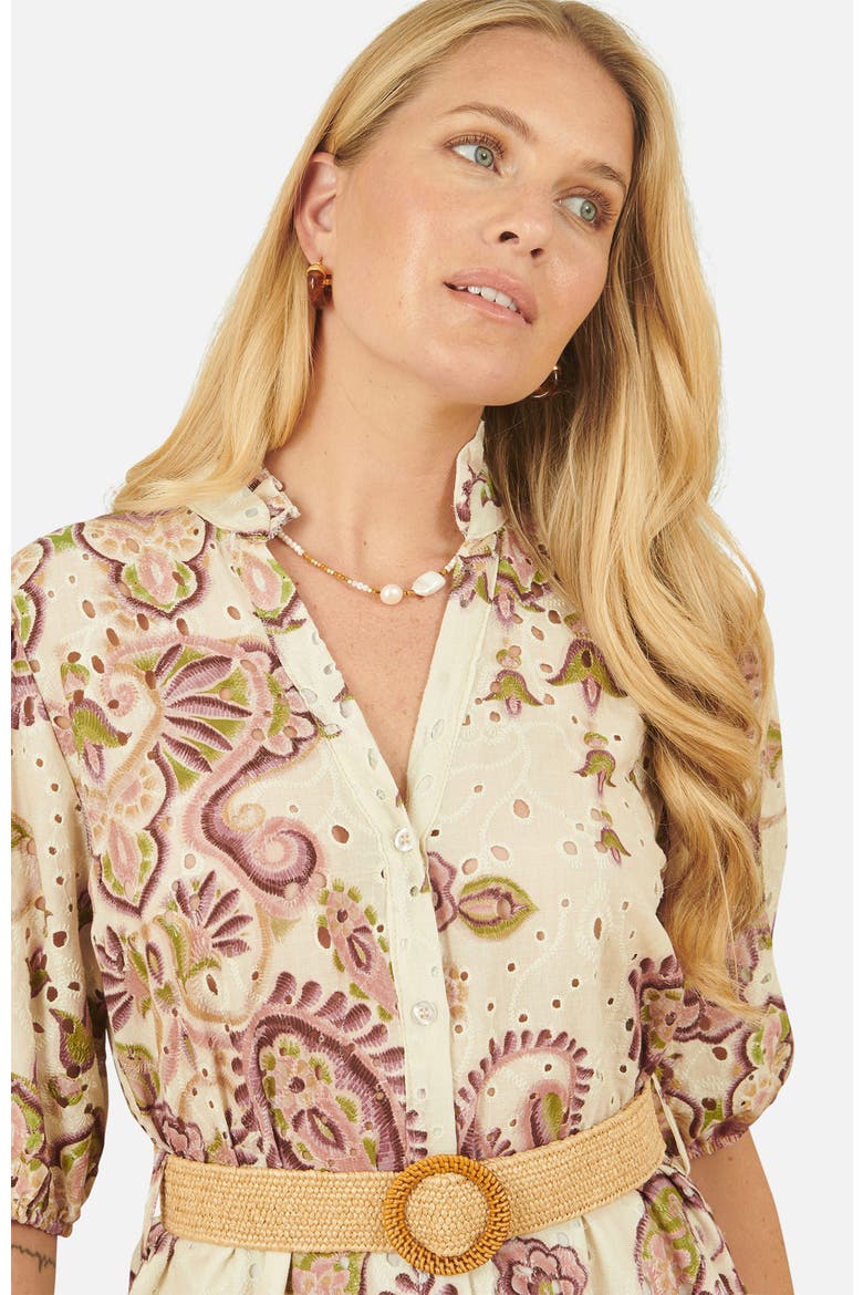 Broderie Anglaise Cotton Midi Dress, Alternate, color, Pink
