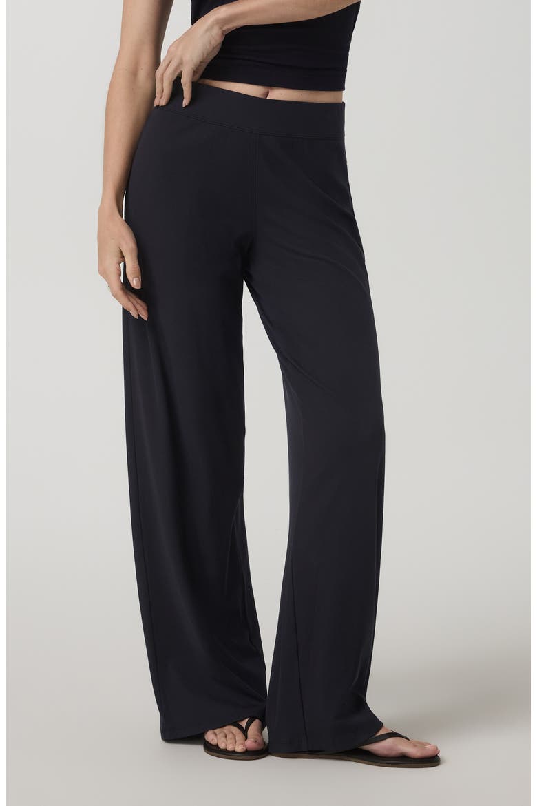 Pose Rib Wide Leg Sweatpants, Alternate, color, BLACK