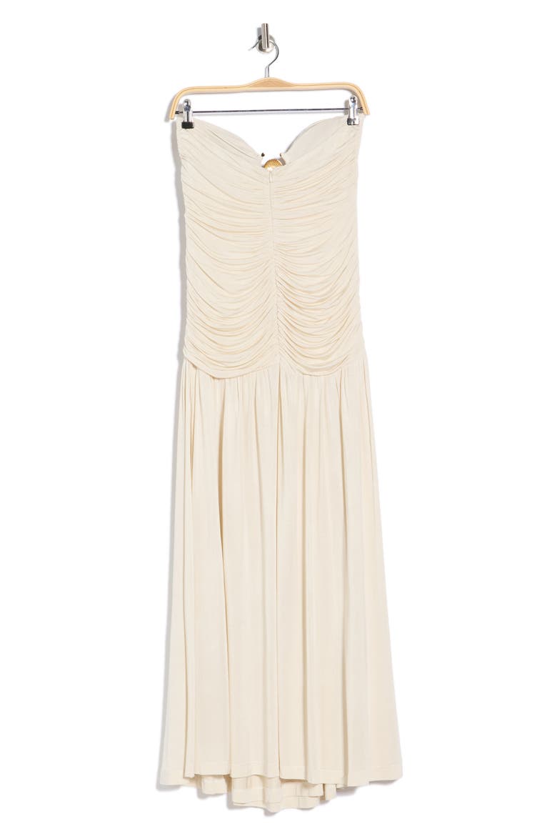Seashell Buckle Strapless Midi Dress, Alternate, color, OFF WHITE