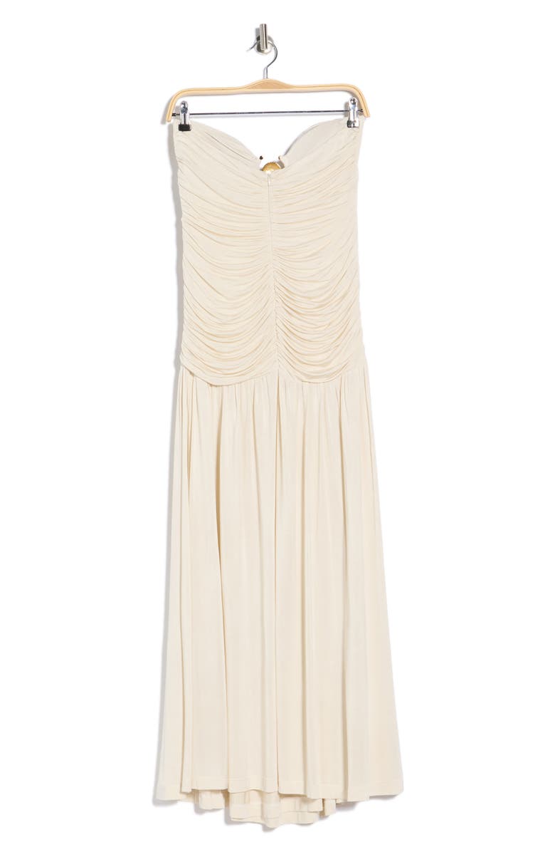 DRESS TO Seashell Buckle Strapless Midi Dress, Alternate, color, Off White