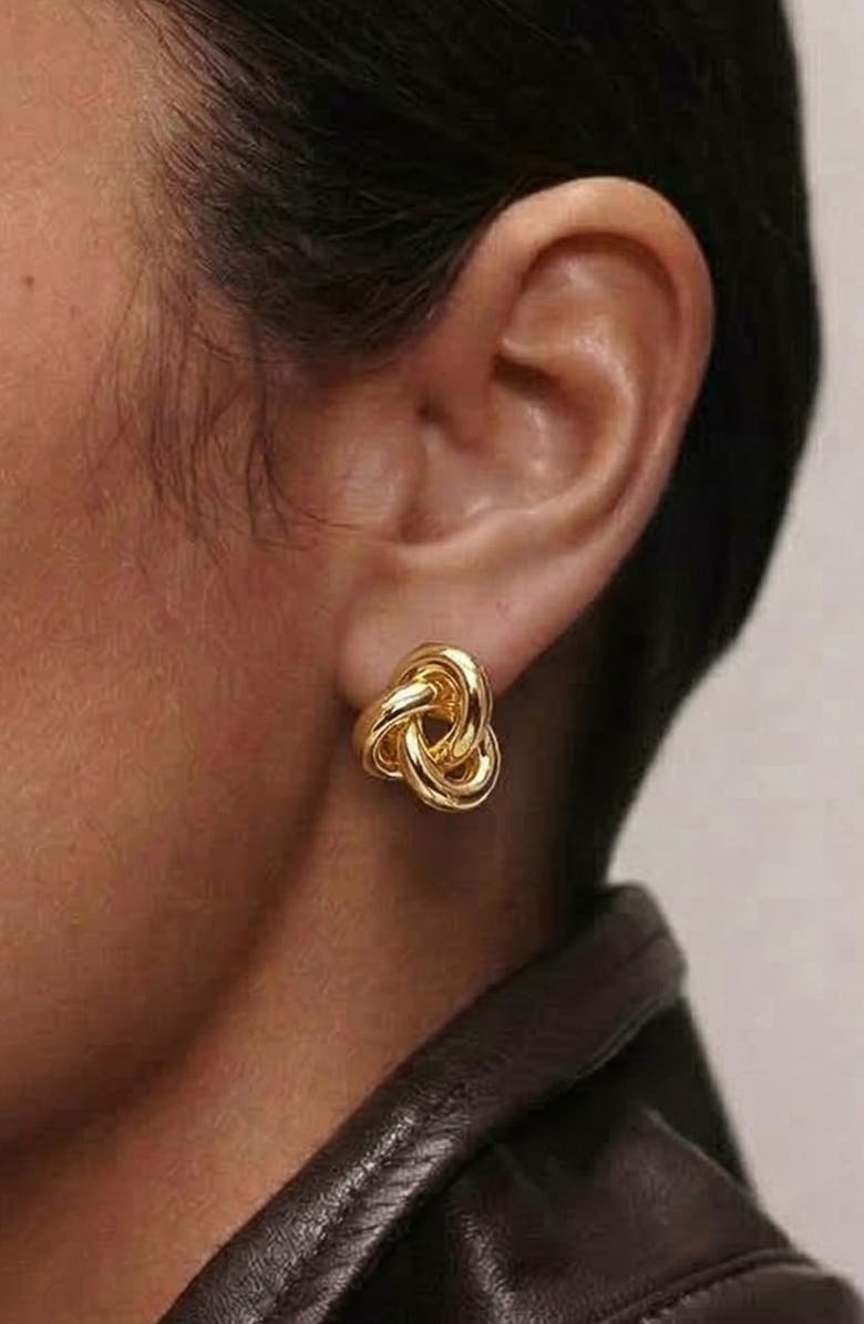 YOJ Seva Midi Face on Stud Earrings in Gold, Alternate, color, Gold