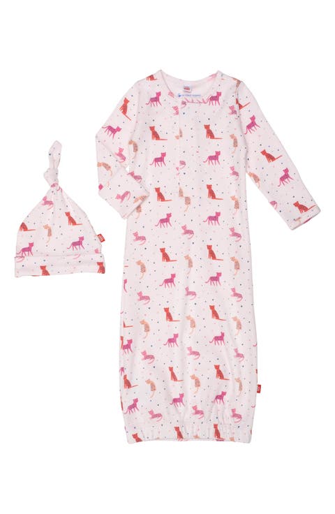 Cheetah Bonita Ruffle Magnetic Gown & Cap Set (Baby)