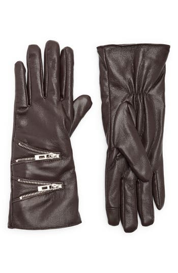 Steve Madden Zipper Faux Leather Gloves In Blue