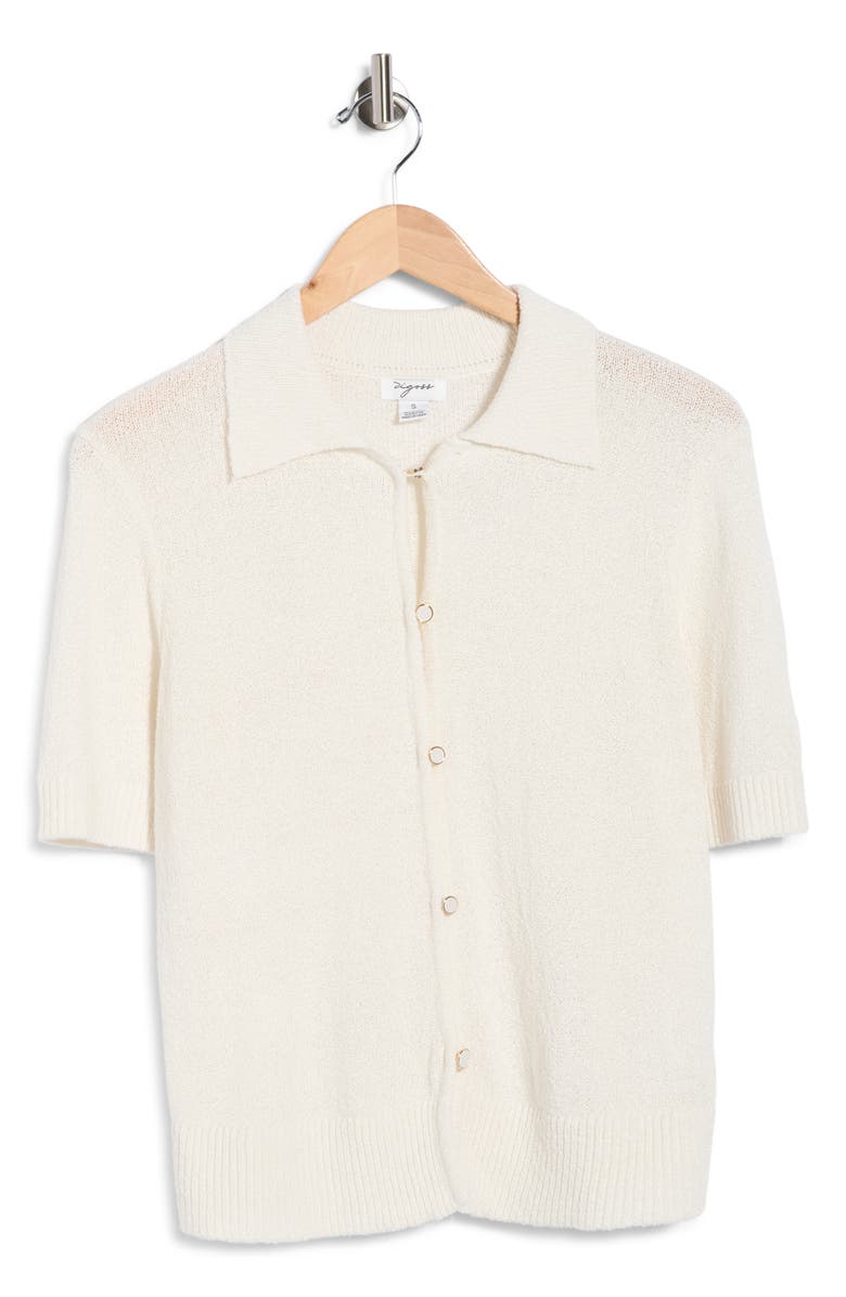 Vigoss Slub Collared Sweater, Main, color, Creme