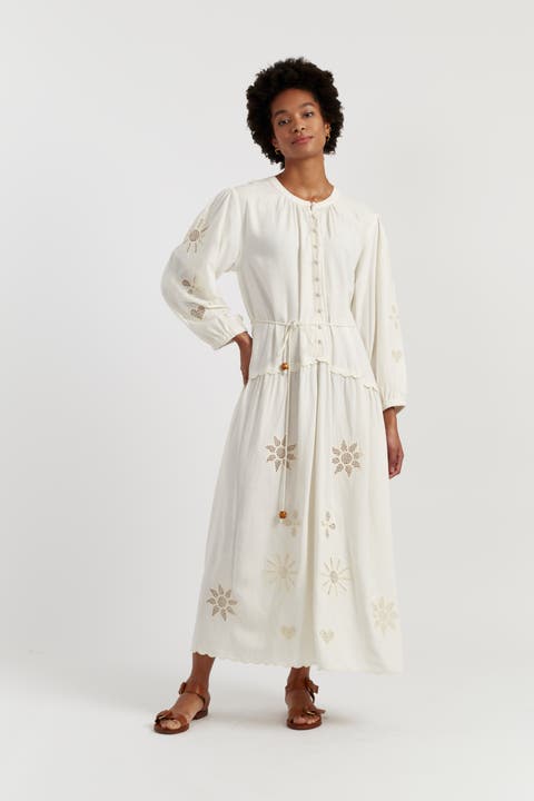 Sienna Linen-Blend Broderie Dress