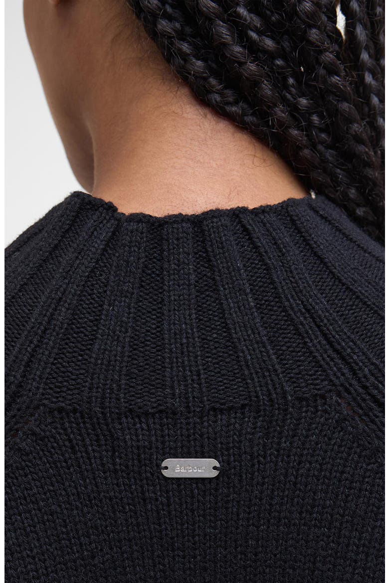 Vera Funnel Neck Long Sleeve Cotton Blend Midi Sweater Dress, Alternate, color, BLACK