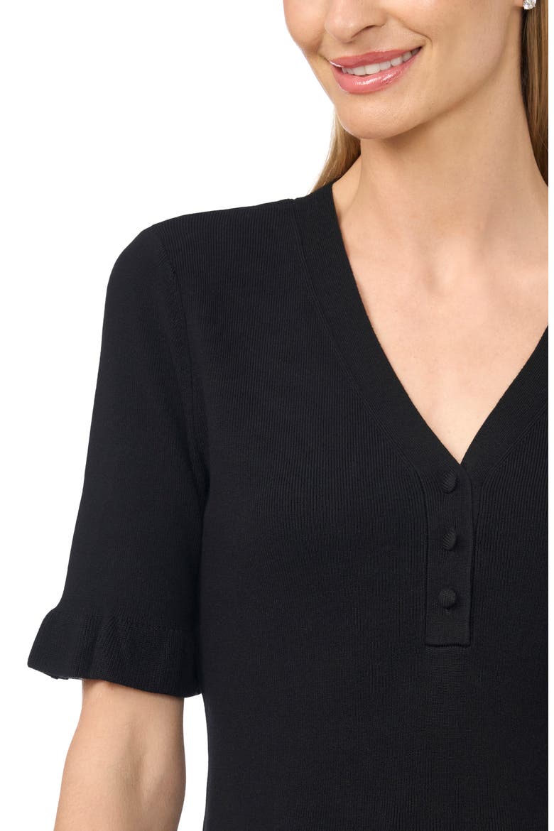 V-Neck Elbow Sleeve Sweater, Alternate, color, RICH BLACK