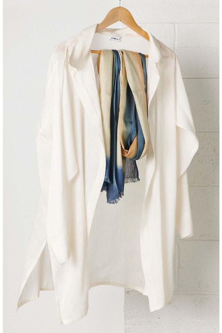 Oceana Beige Soft Linen Silk Handloom Scarf, Alternate, color, Beige