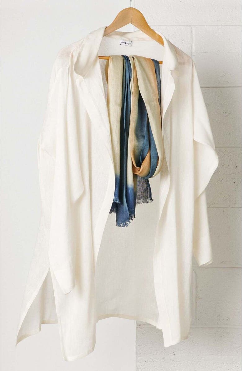 Studio Variously Oceana Beige Soft Linen Silk Handloom Scarf, Alternate, color, 