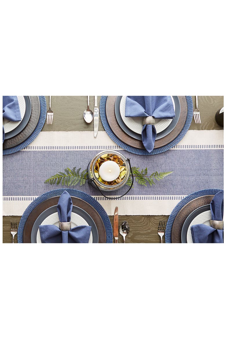 French Blue Dobby Stripe Table Runner, Alternate, color, BLUE