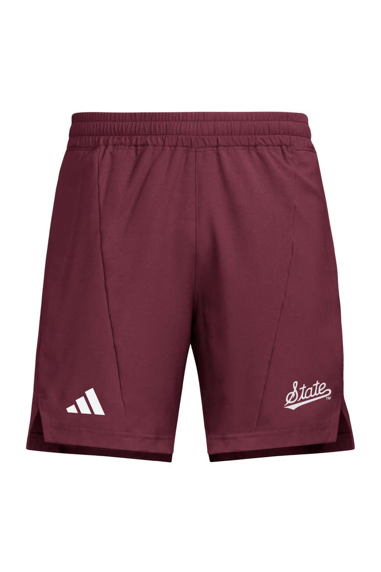 Men's adidas Maroon Mississippi State Bulldogs Program Woven Training Shorts, Alternate, color, Maroon