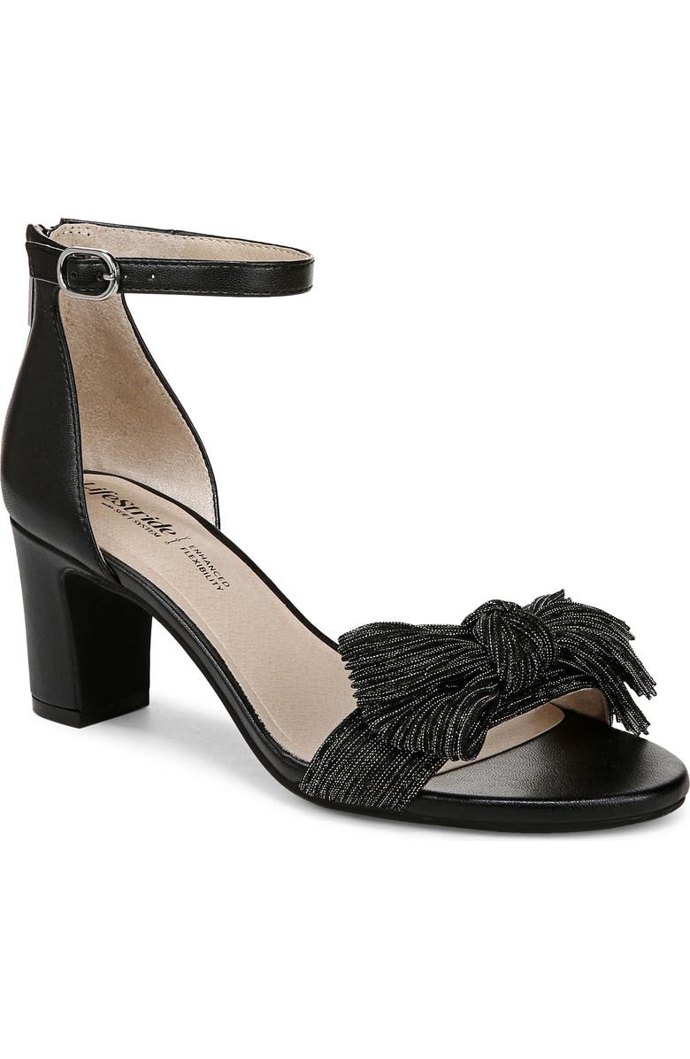 LifeStride Florence Bow Ankle Strap Sandal, Main, color, Black