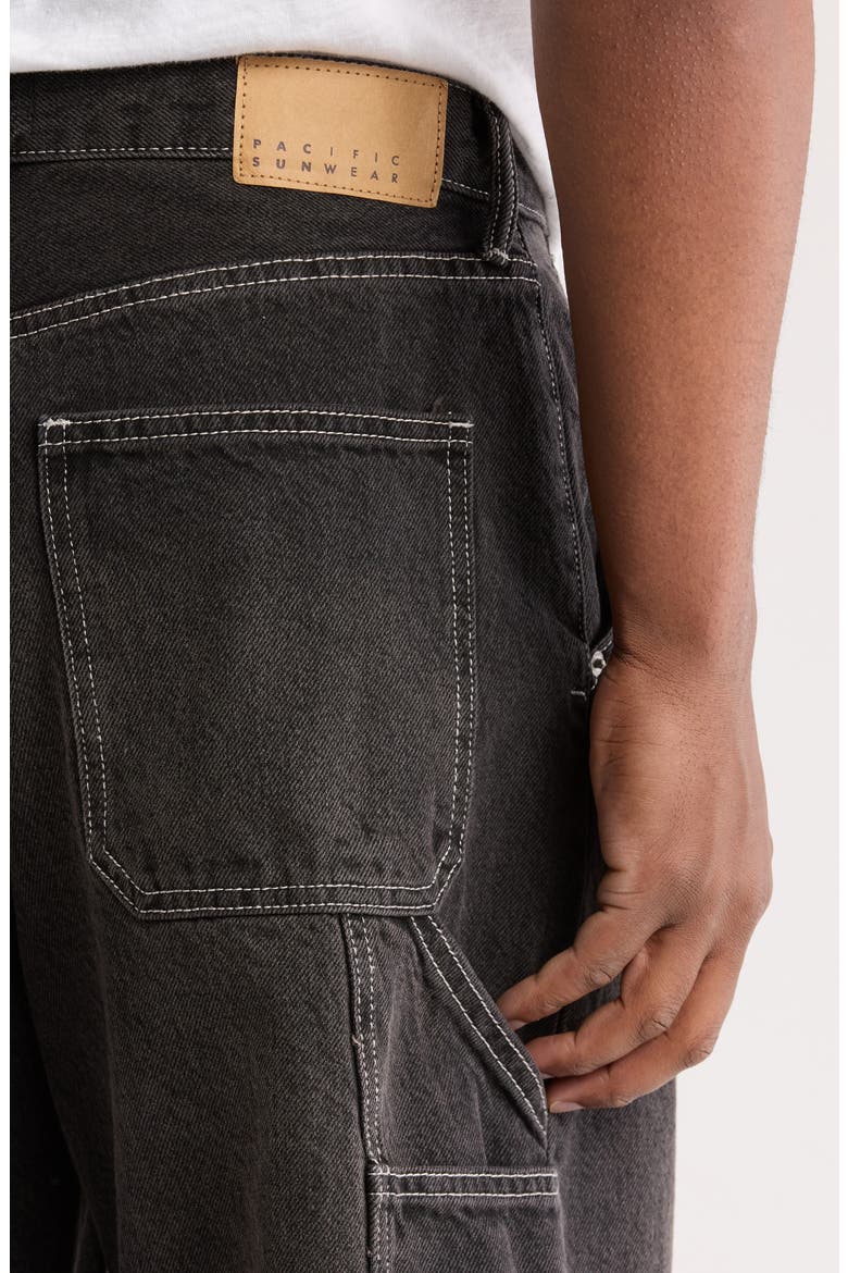 Nathan Baggy Denim Carpenter Shorts, Alternate, color, BLACK