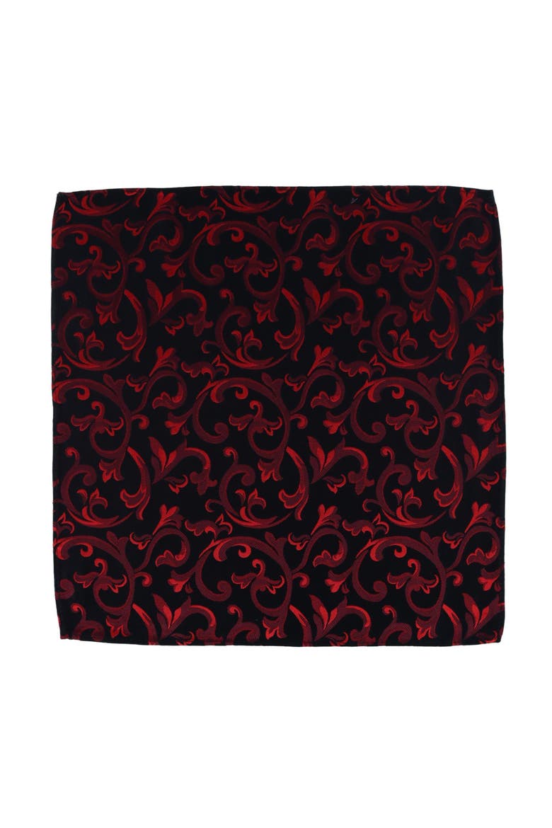 Christian the Romantic Brocade Silk Pocket Square, Alternate, color, Red