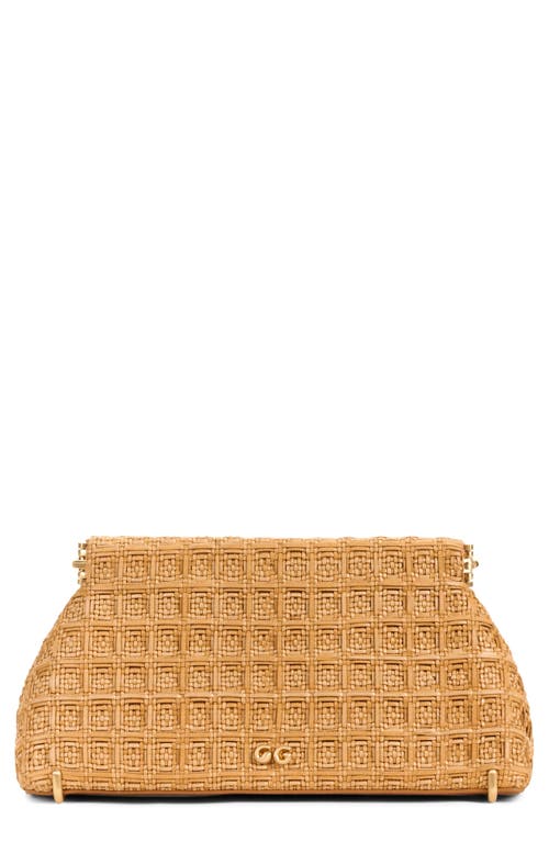Cult Gaia Mini Lillia Woven Raffia Clutch In Toasted Natural