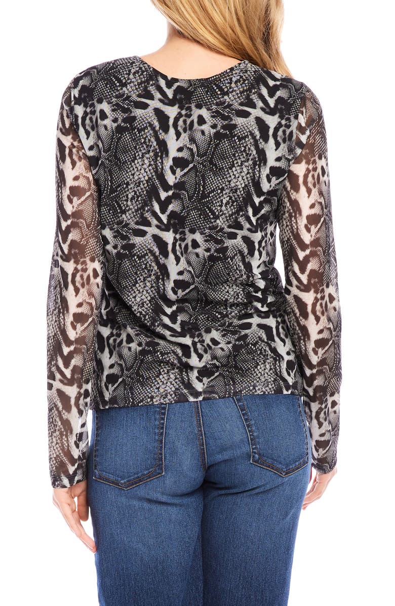 Karen Kane Animal Print Long Sleeve Mesh Top, Alternate, color, 