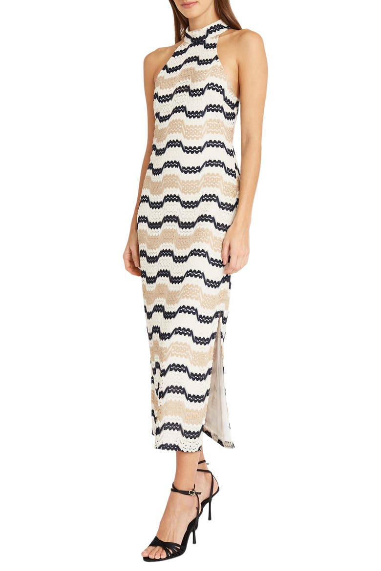 Stripe Knit Midi Dress, Alternate, color, NAVY/ TAN/ BEIGE