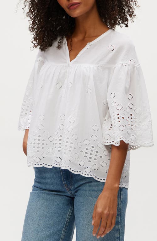 Michael Stars Gloria Eyelet Flutter Top