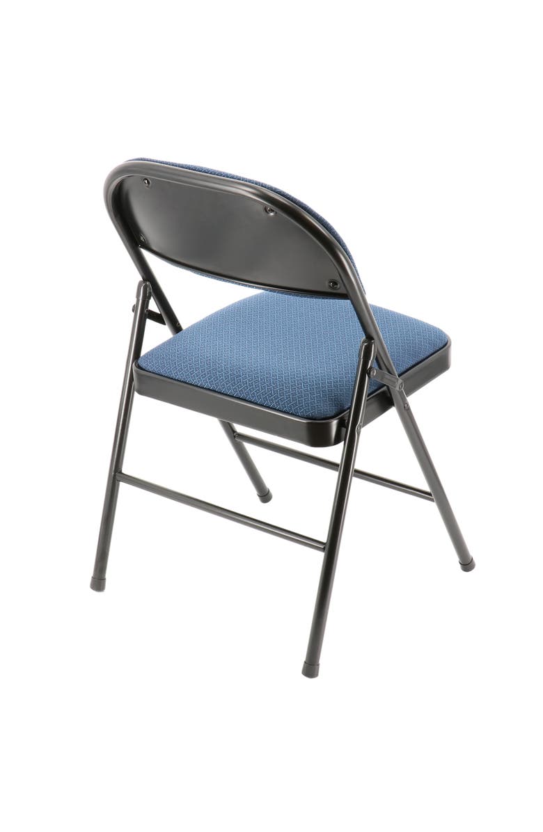 Elama 4 Piece Metal Folding Chair with Padded Seats, Alternate, color, Dark Blue