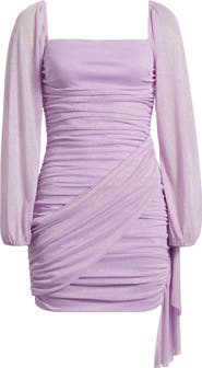 Jump Apparel Metallic Drape Front Long Sleeve Minidress
