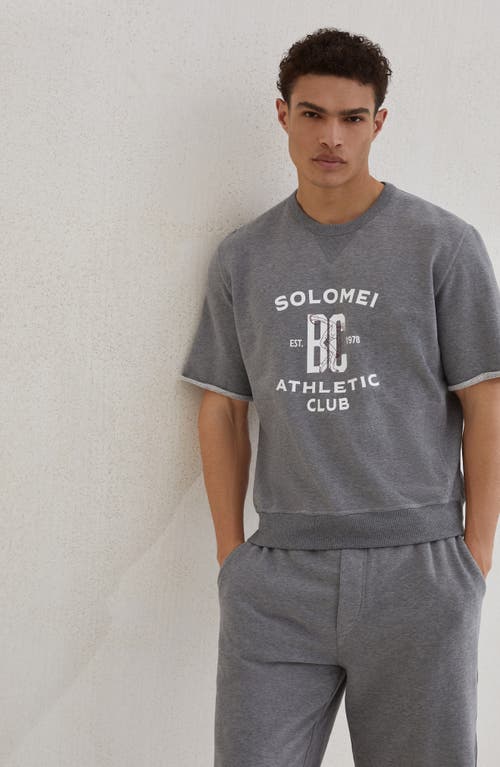 Brunello Cucinelli Versatile Short-sleeve Graphic Sweatshirt In Gray