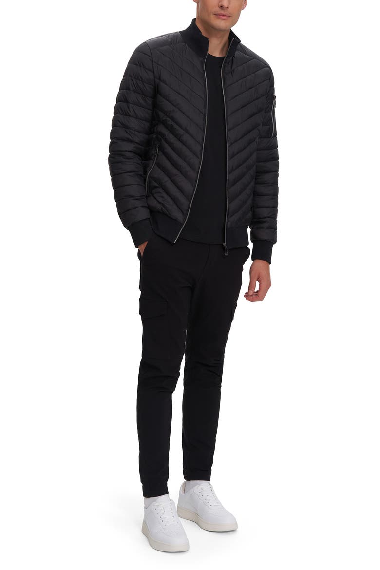 Alec Chevron Quilted Puffer Jacket, Alternate, color, BLACK