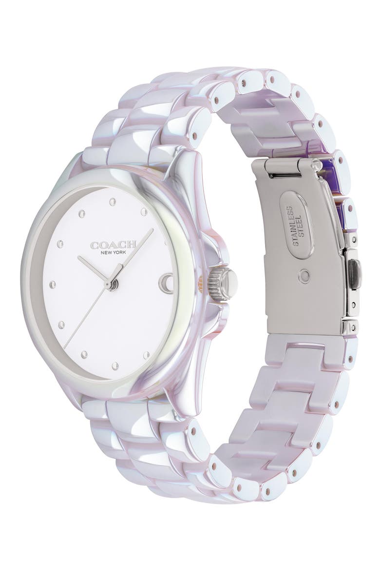 Greyson Ceramic Bracelet Watch, 36mm, Alternate, color, WHITE