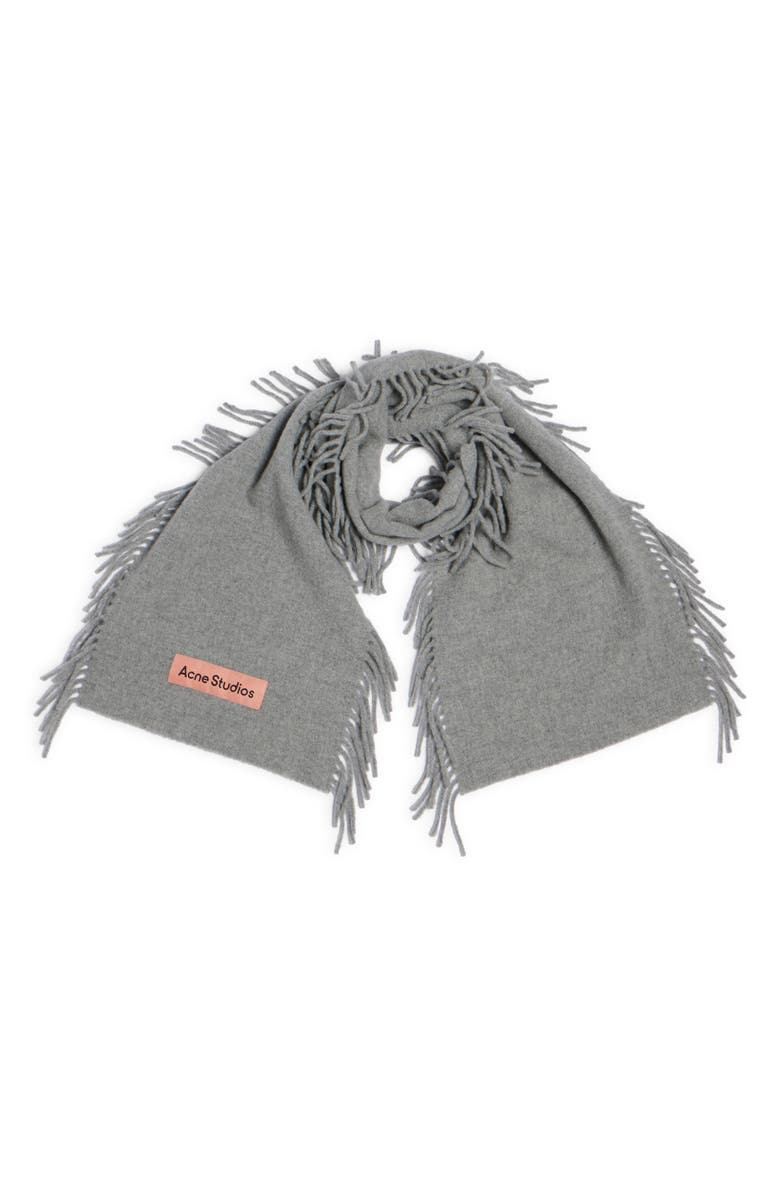 Acne Studios Canada Wool Fringe Scarf, Alternate, color, Light Grey Melange