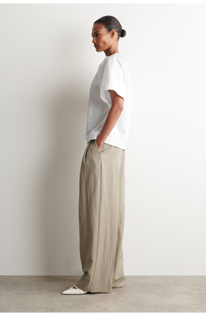 COS Gathered Short-sleeved Cotton Top, Alternate, color, White