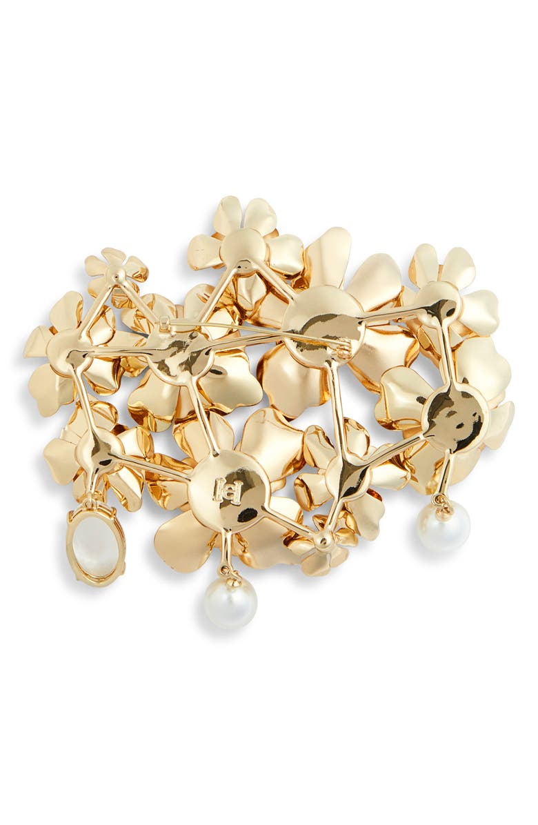 Carolina Herrera Crystal Embellished Metal Flower Brooch, Alternate, color, 