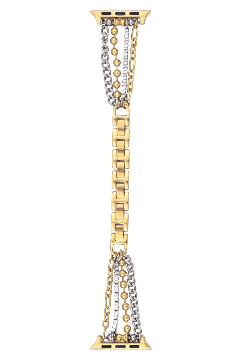 Leo Mixed Chain Stainless Steel Apple Watch® Bracelet Watchband, Main, color, GOLD/ SILVER