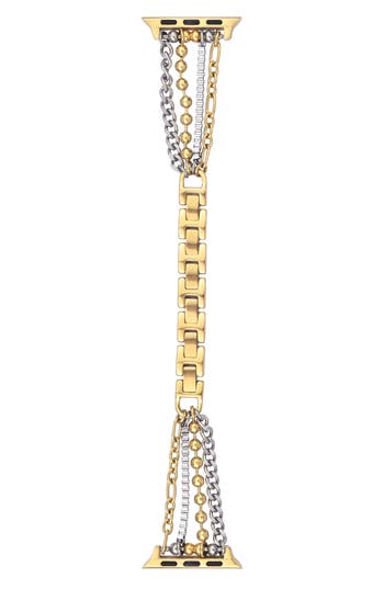 The Posh Tech Leo Mixed Chain Stainless Steel Apple Watch® Bracelet Watchband In Gold/silver