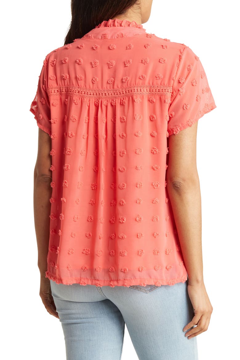Crochet Clip Dot Blouse, Alternate, color, CORAL