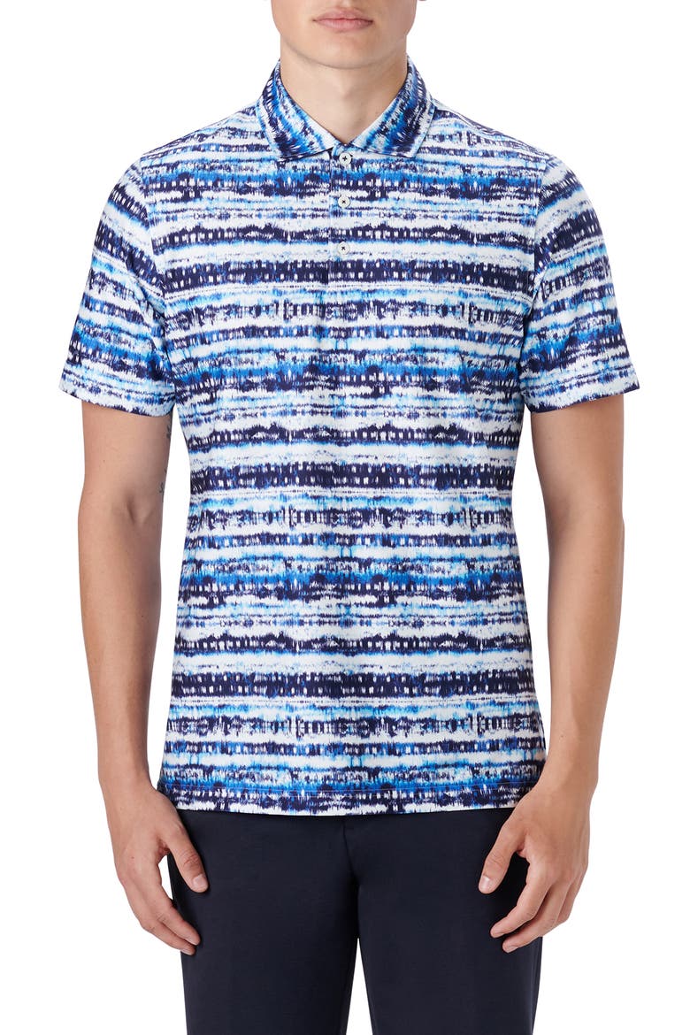Hendrix Digital Abstract Print Cotton Polo, Main, color, CLASSIC BLUE